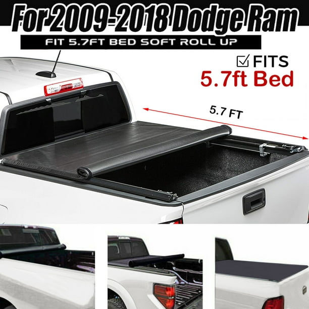 Roll Up Tonneau Cover For 2009-2018 Dodge Ram 1500 Crew Cab 5.7FT Short Bed